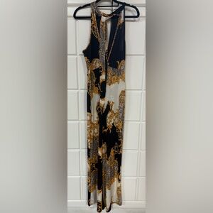 Baroque Print romper with Gold Accents